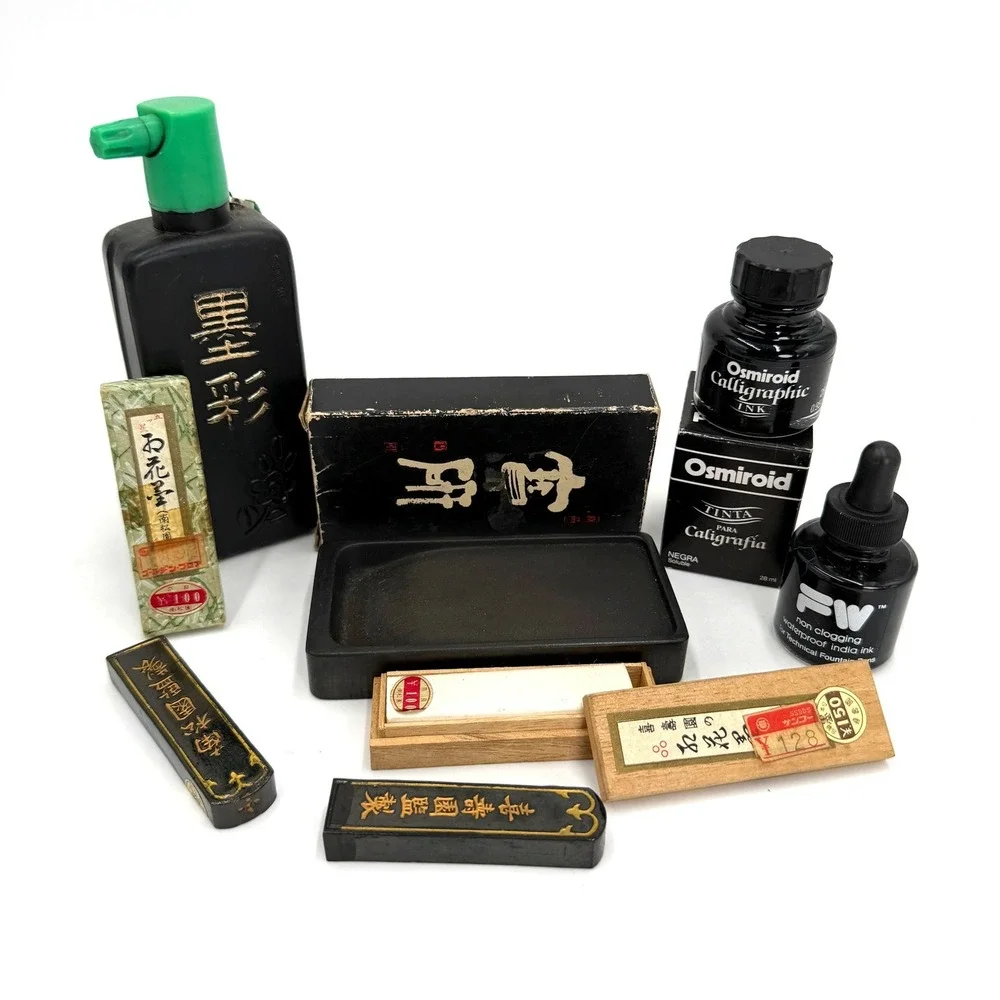 Osmiroid FW Japanese Calligraphy Ink Half Full Set Mixed Black  Vintage Sumi-e